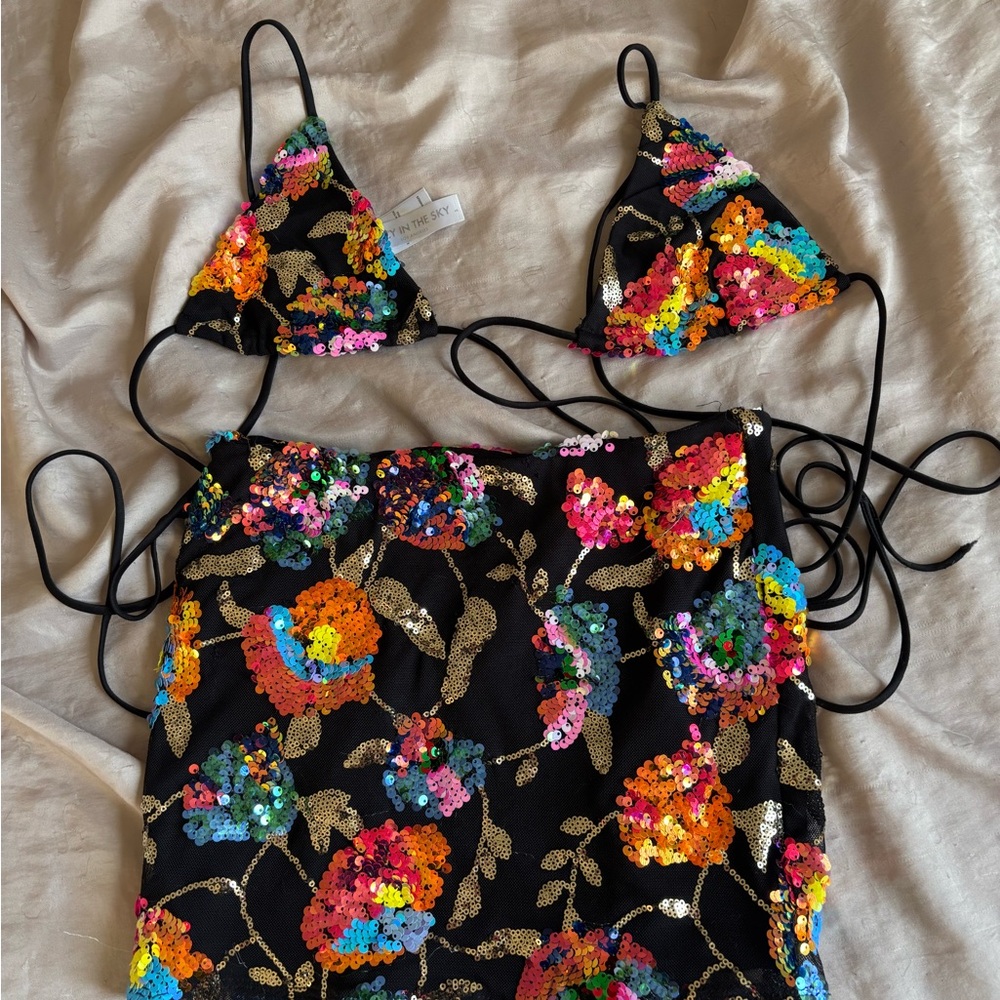 Lucy in the Sky Two-piece Lace up Rave Set